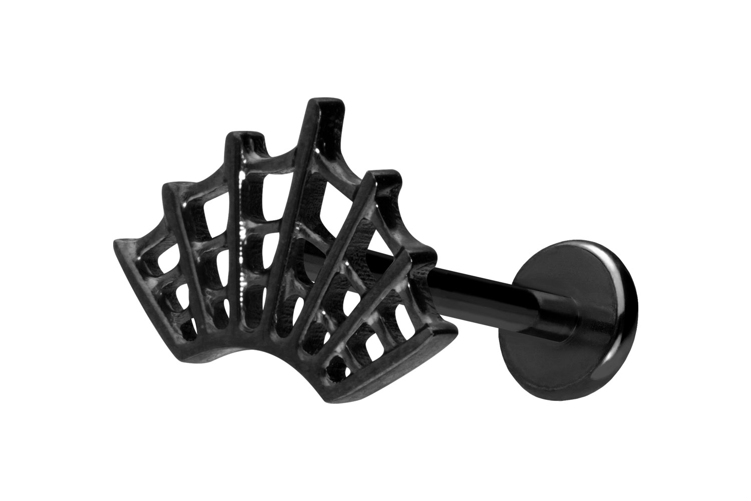 Titan Labret Piercing mit Push Fit SPINNENNETZ
